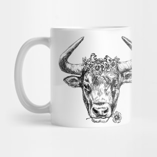 Cute Bull Head Print Mug